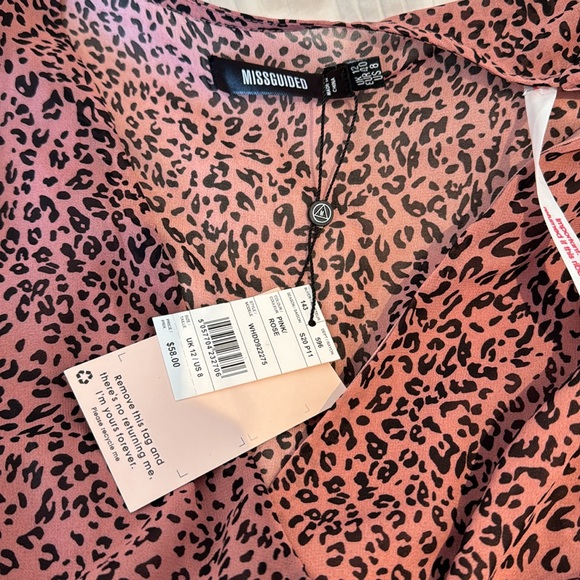 Pink Leopard Wrap Dress Missguided - Picture 4 of 5